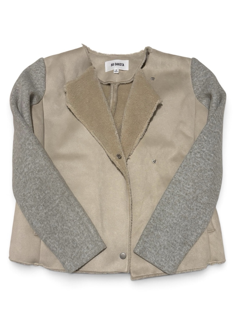 BB Dakota Glenna Mixed Media Faux Suede and Wool Blend Jacket Size Small